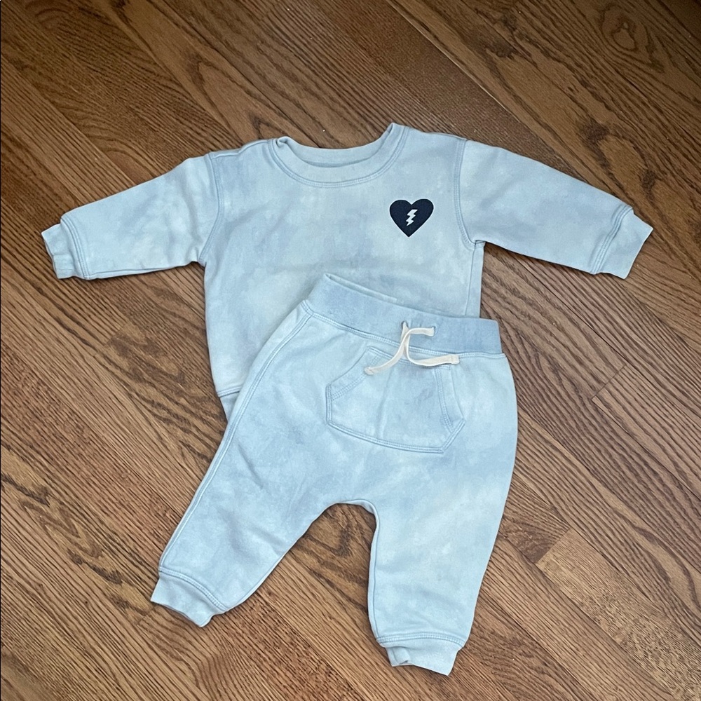 GAP Light Blue Kids Jogger Set with Heart Patch
